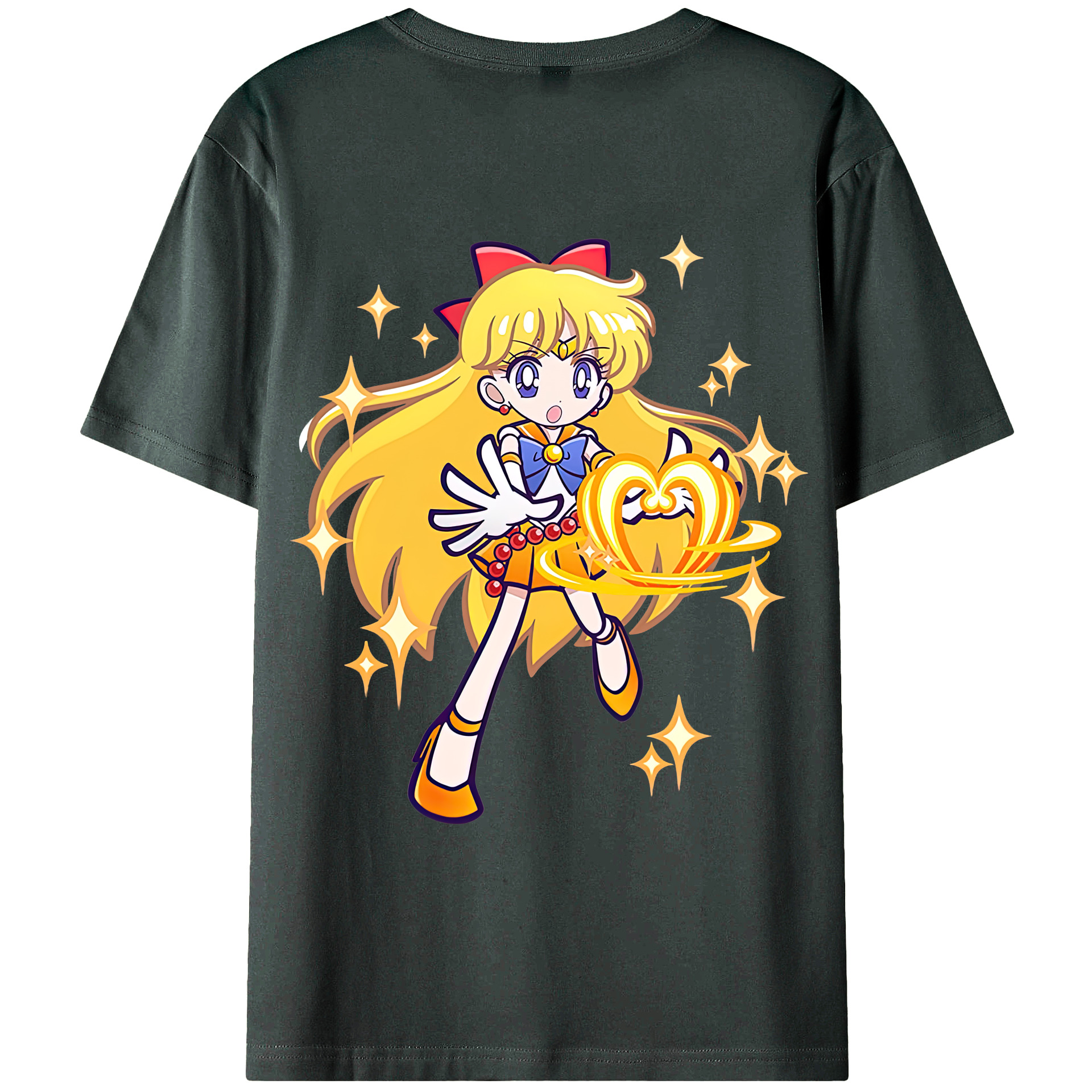 （画像用） 美少女戦士セーラームーン 愛野 美奈子 あいの みなこ Sailor Moon Aino Minako 綿100％ メンズ半袖Tシャツ（バックプリント） 通気性